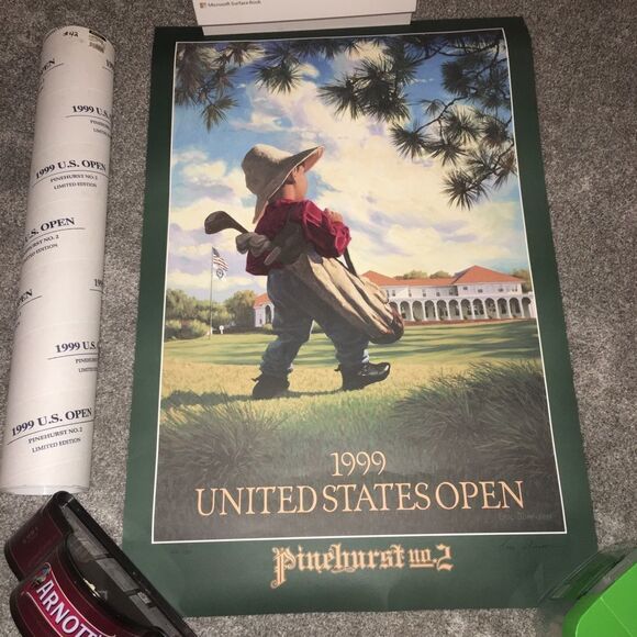 Limited Edition Signed by Eric Johnson 1999 US Open Pinehurst putter boy poster - Picture 4 of 5
